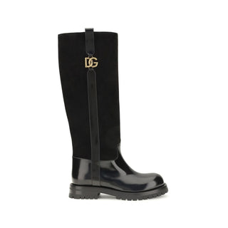 Black Calf Leather Bos Taurus Flat Boots