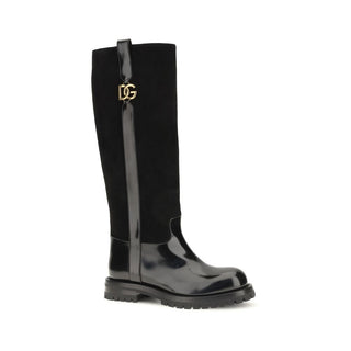 Black Calf Leather Bos Taurus Flat Boots