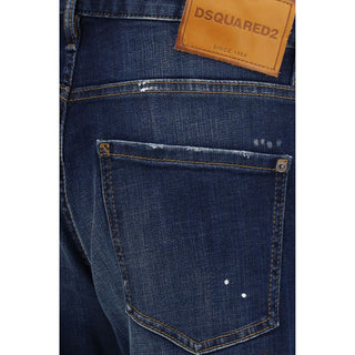 Blue Cotton Straight-Leg Jeans