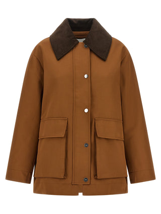 Brown Recycled Polyester Full-Length Jacket
