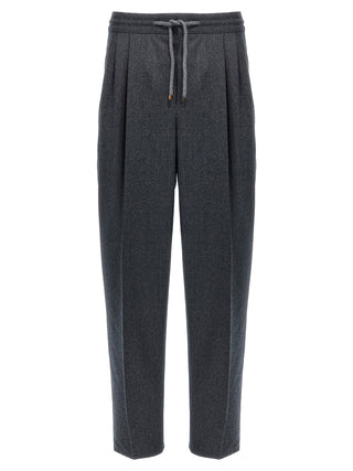 Gray Virgin Wool Casual Pants
