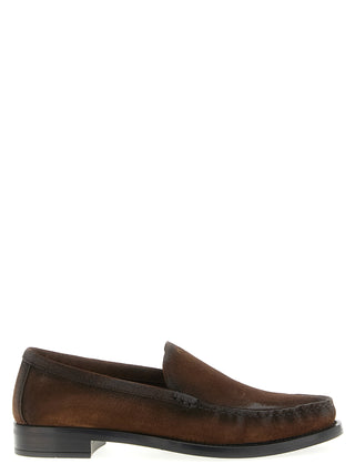 Brown Calfskin Slip-On Loafers