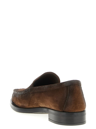 Brown Calfskin Slip-On Loafers