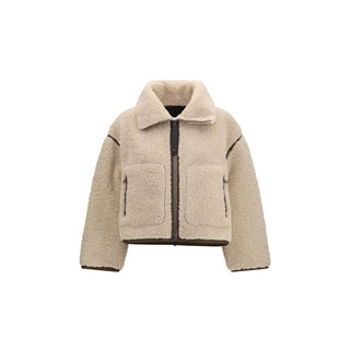 Beige Polyester Full-Length Jacket