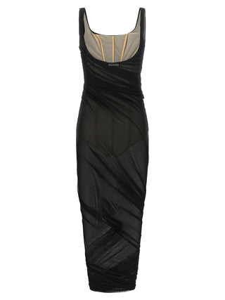 Black Polyamide Midi Dress