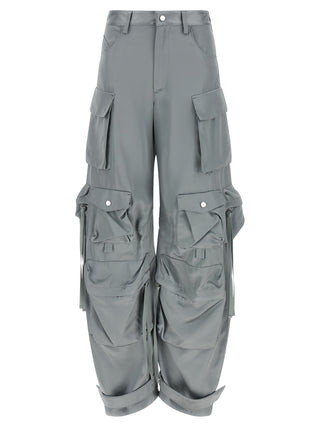 Gray Viscose Cargo Pants