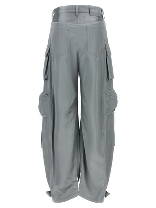 Gray Viscose Cargo Pants