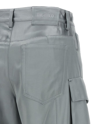 Gray Viscose Cargo Pants