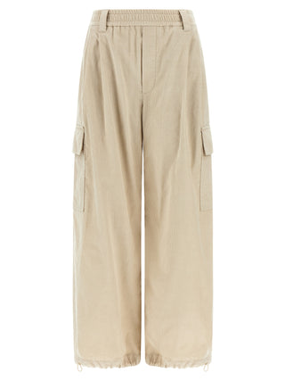 Beige Cotton Cargo Pants