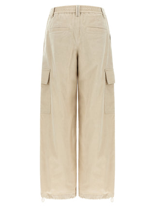 Beige Cotton Cargo Pants