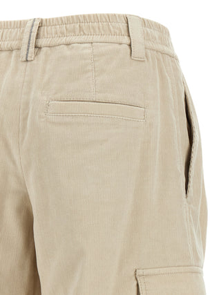 Beige Cotton Cargo Pants
