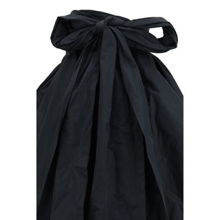 Black Polyester Midi Skirt