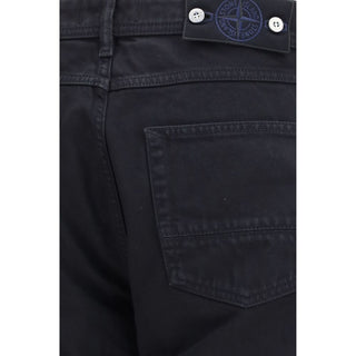 Black Cotton Straight-Leg Jeans