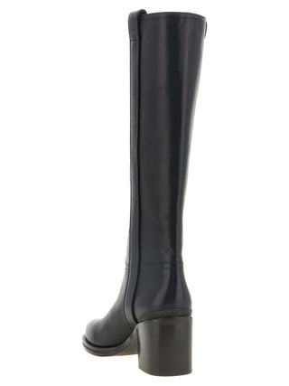 Black Calfskin Over The Knee