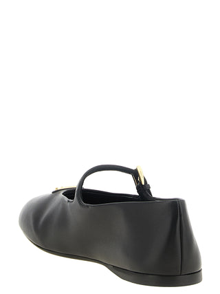 Black Lamb Leather Ballet Flats