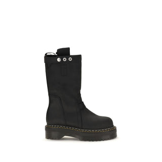 Black Nubuc Leather Lace-Up Boots