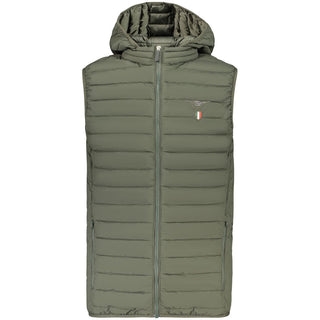 Green Polyester Sleeveless Jacket
