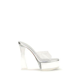 Silver Pvc Platform Sandals