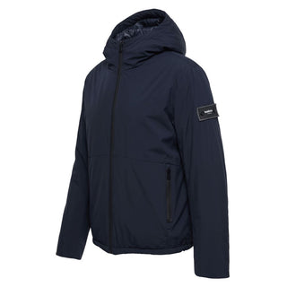 Blue Polyester Men Jacket