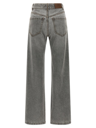 Gray Cotton Straight-Leg Jeans