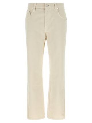 Beige Cotton Straight-Leg Jeans