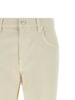 Beige Cotton Straight-Leg Jeans