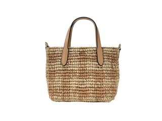 Coach Mini City Gingham Straw Tote Crossbody Bag