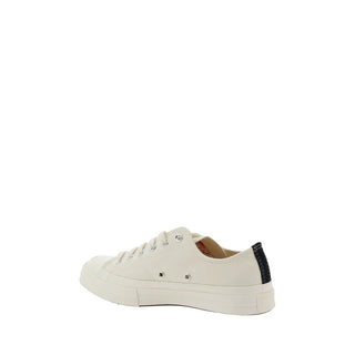 White Cotton Low Top Sneakers