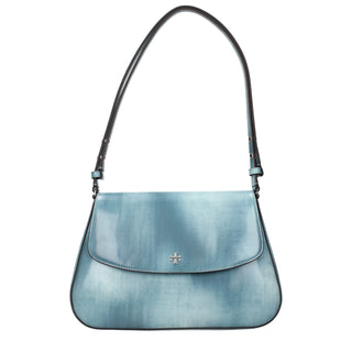 Blue Leather Shoulder Bag