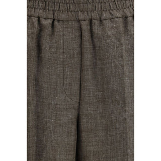 Brown Linen Casual Pants