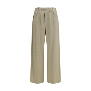 Beige Cotton Casual Pants