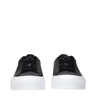 Black Leather Low Top Sneakers
