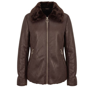 Brown Polyester Women Jacket