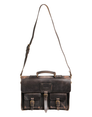 Black Leather Shoulder Satchel Briefcase Men Borse Bag