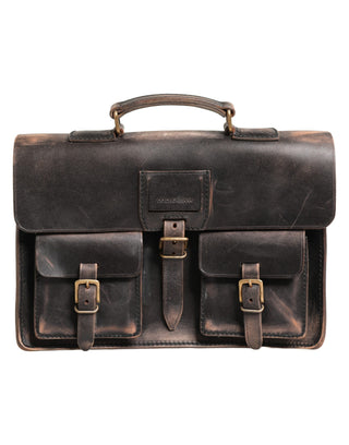 Black Leather Shoulder Satchel Briefcase Men Borse Bag