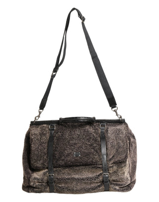 Black Shearling Leather Messenger Shoulder Men Borse Bag