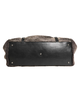 Black Shearling Leather Messenger Shoulder Men Borse Bag