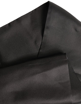 Black Satin Silk Fringed Lace Stole Scarf
