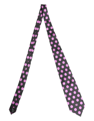 Men Dark Gray Polka Dot Silk Adjustable Necktie Tie