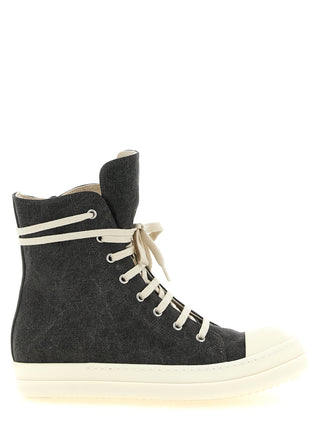 Gray Cotton High Top Sneakers