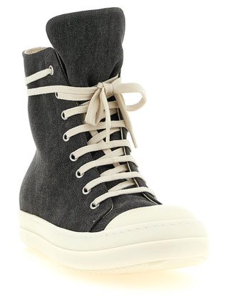 Gray Cotton High Top Sneakers