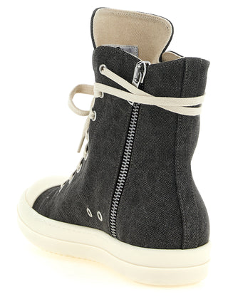 Gray Cotton High Top Sneakers