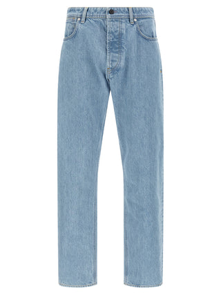 Blue Cotton Straight-Leg Jeans