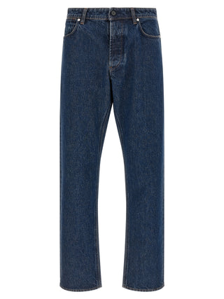 Blue Cotton Straight-Leg Jeans