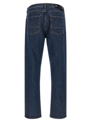 Blue Cotton Straight-Leg Jeans