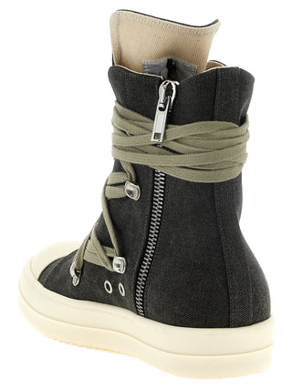 Black Cotton High Top Sneakers