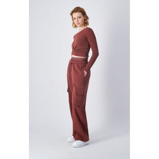 Burgundy Cotton Cargo Pants