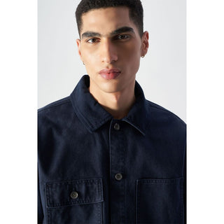 Navy Blue Cotton Bomber