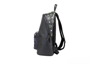 MCM Color Splash Visetos Black Green Purple Medium Mixed Leather Backpack Bookbag