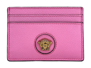 Versace Mini Medusa Pink Grainy Leather Slim Card Case Wallet